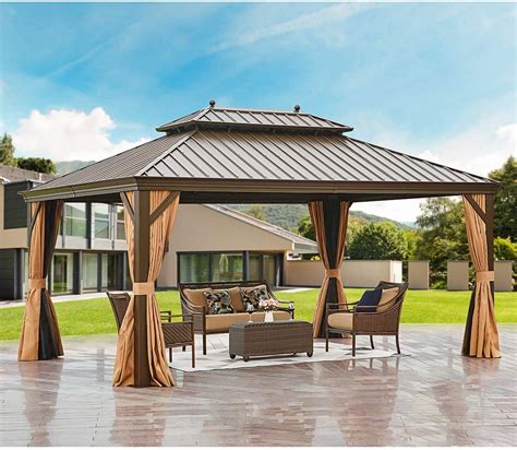 outdoor metal gazebo screen houses|metal framed gazebo for patios.